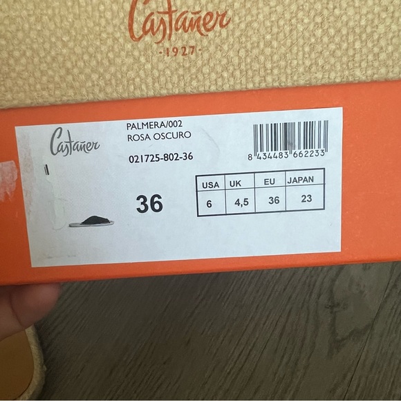 NIB Castaner Palmera Espadrille Canvas Slide Sandals Red Rosa Oscuro 36 6 - Picture 8 of 12